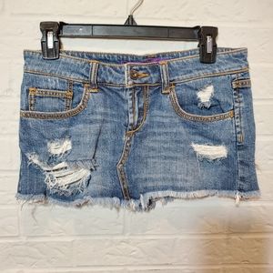 C. Pink Jean Hole Jean Skirt Size 5
